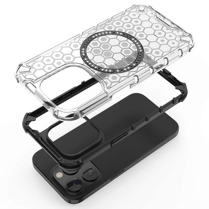 Husa MagSafe pentru Apple iPhone 15 Pro, Techsuit, HoneyComb Shield, Alba