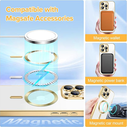 Husa MagSafe pentru Apple iPhone 15 Pro, Techsuit, Luxury Crystal, Aurie