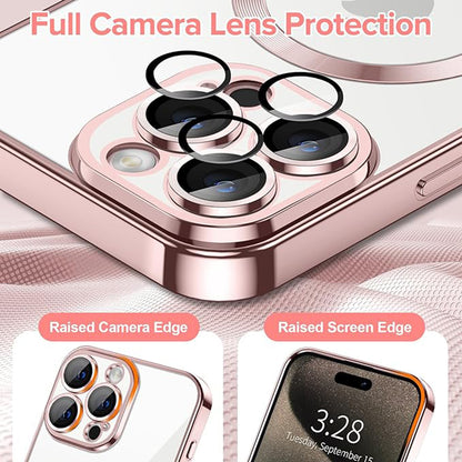 Husa MagSafe pentru Apple iPhone 15 Pro, Techsuit, Luxury Crystal, Roz
