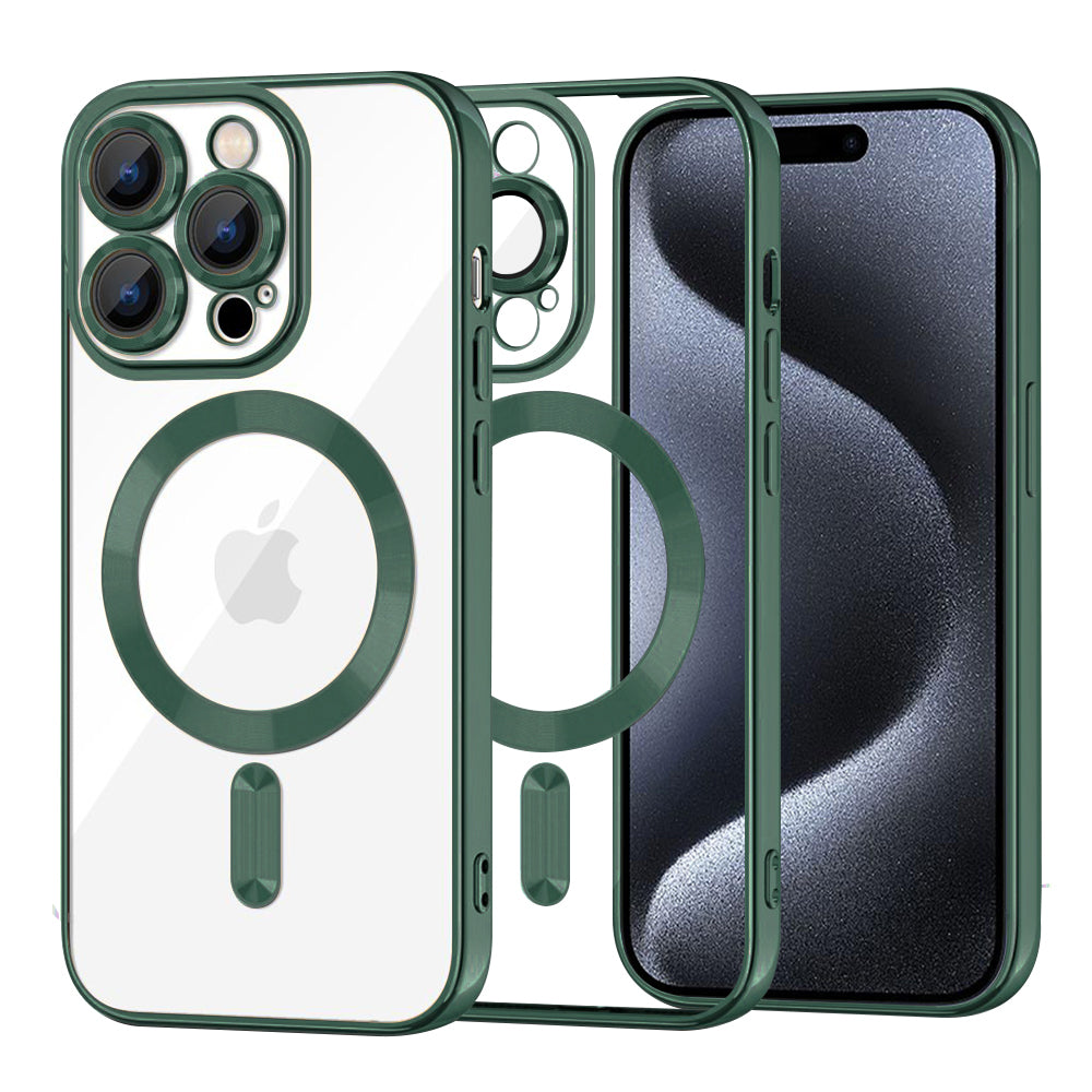 Husa MagSafe pentru Apple iPhone 15 Pro, Techsuit, Luxury Crystal, Verde Inchis