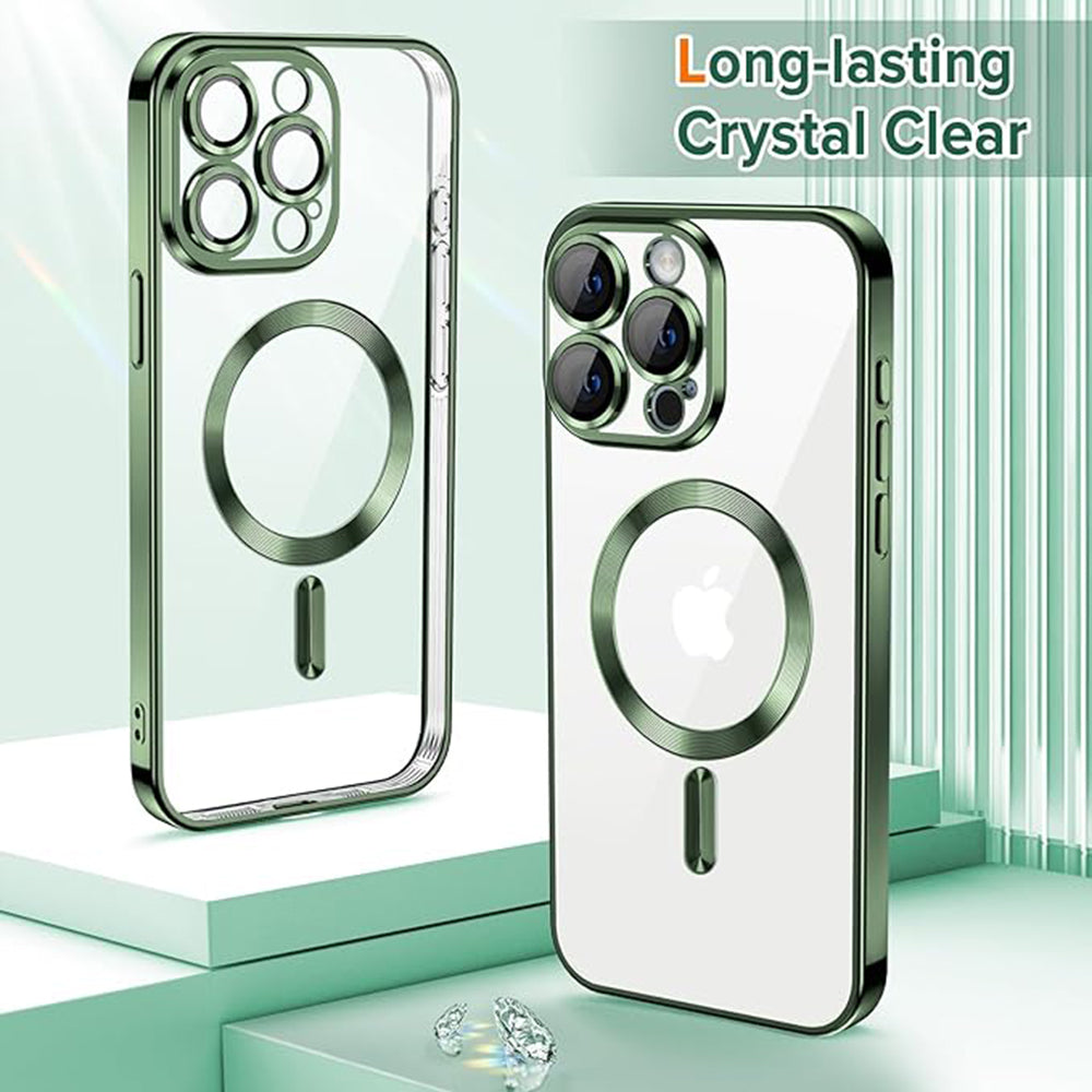 Husa MagSafe pentru Apple iPhone 15 Pro, Techsuit, Luxury Crystal, Verde Inchis