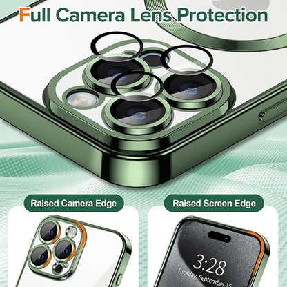 Husa MagSafe pentru Apple iPhone 15 Pro, Techsuit, Luxury Crystal, Verde Inchis