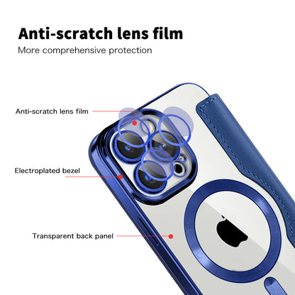 Husa MagSafe pentru Apple iPhone 15 Pro, Techsuit, SmartMag Book, Albastra
