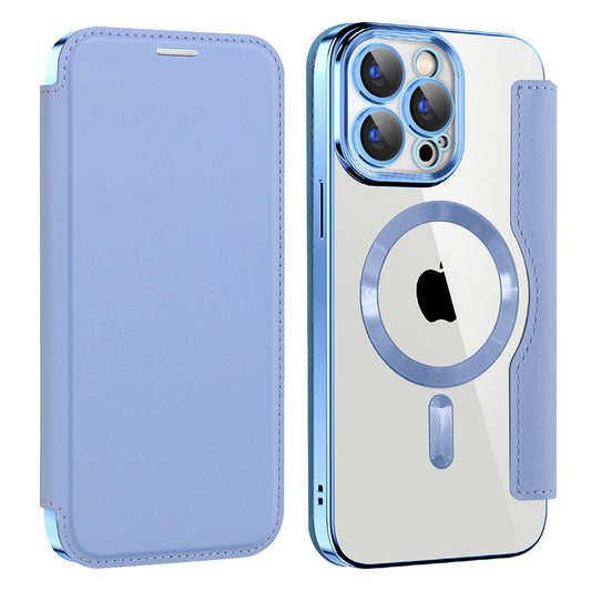 Husa MagSafe pentru Apple iPhone 15 Pro, Techsuit, SmartMag Book, Bleu