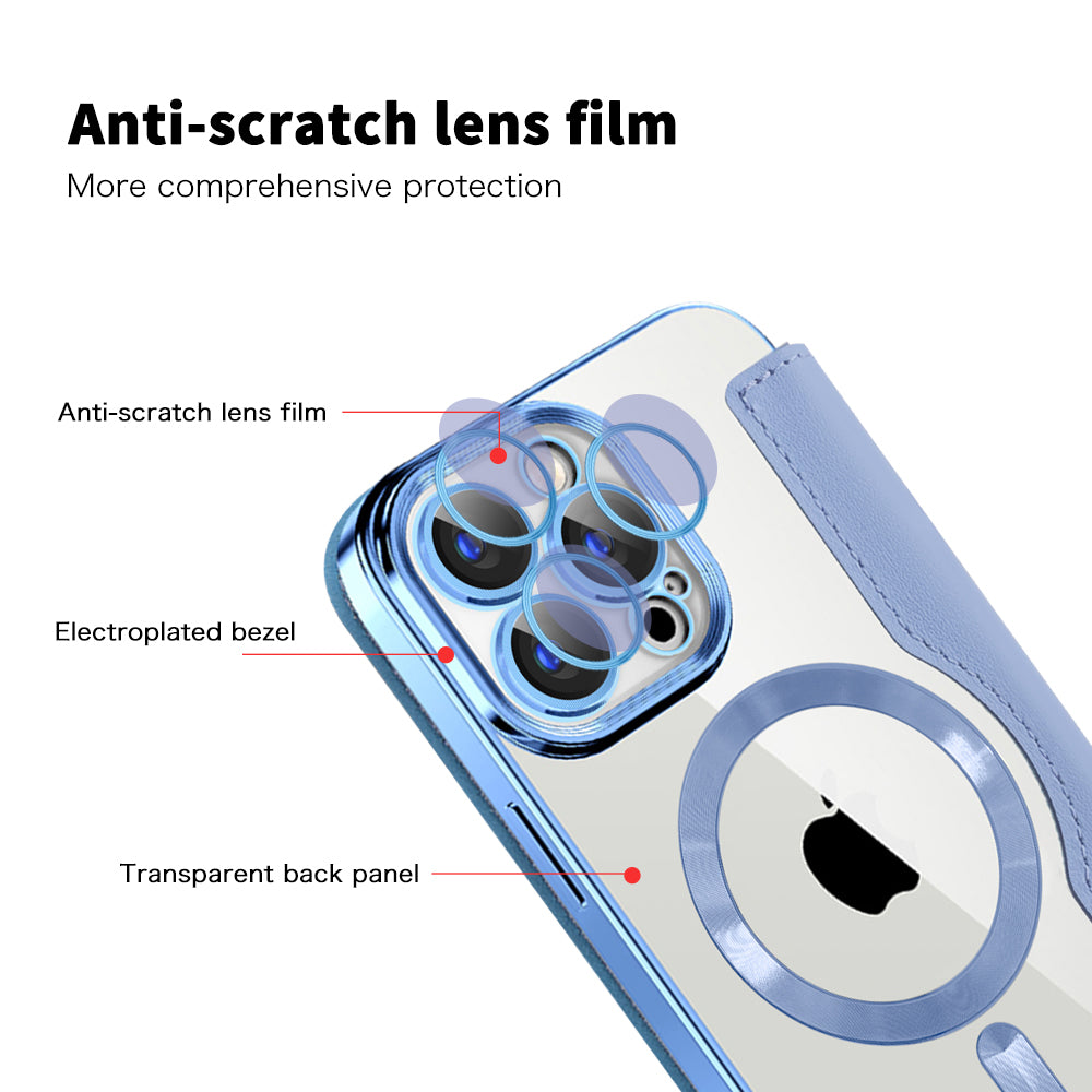 Husa MagSafe pentru Apple iPhone 15 Pro, Techsuit, SmartMag Book, Bleu