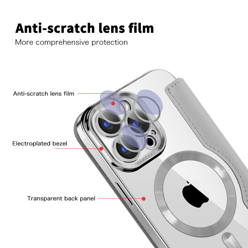 Husa MagSafe pentru Apple iPhone 15 Pro, Techsuit, SmartMag Book, Gri