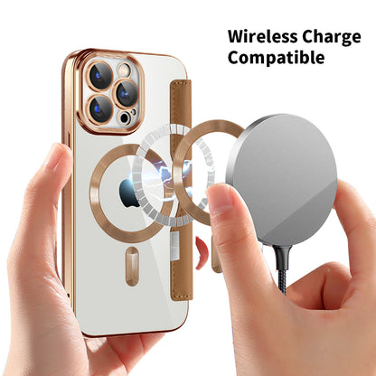 Husa MagSafe pentru Apple iPhone 15 Pro, Techsuit, SmartMag Book, Maro