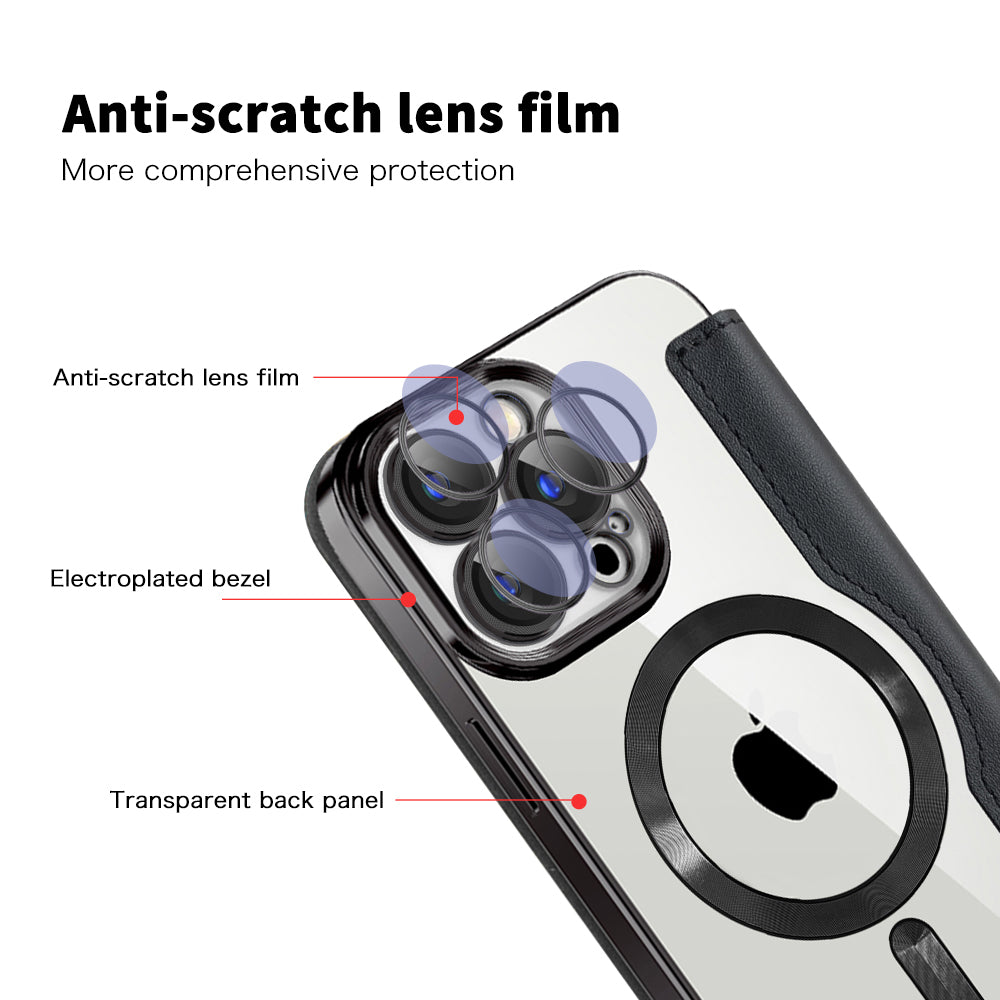 Husa MagSafe pentru Apple iPhone 15 Pro, Techsuit, SmartMag Book, Neagra