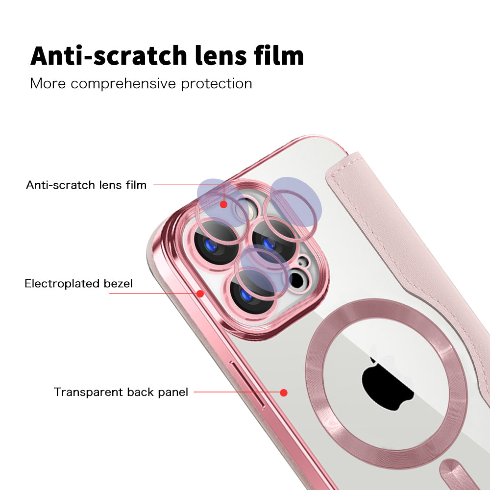 Husa MagSafe pentru Apple iPhone 15 Pro, Techsuit, SmartMag Book, Roz
