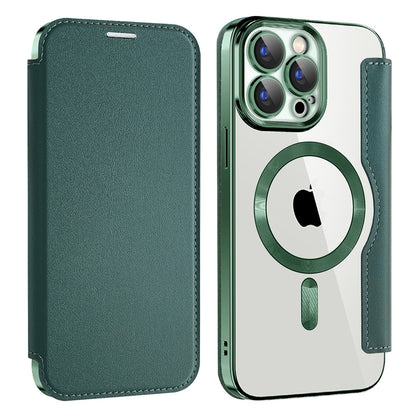 Husa MagSafe pentru Apple iPhone 15 Pro, Techsuit, SmartMag Book, Verde