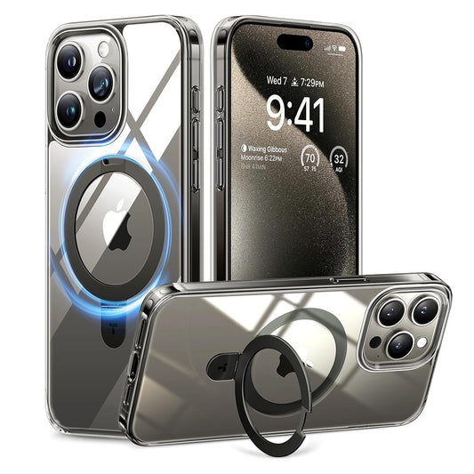 Husa MagSafe pentru Apple iPhone 15 Pro, Torras, Ostand, Transparenta