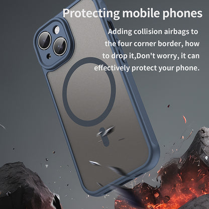 Husa MagSafe pentru Apple iPhone 15, Techsuit, HaloFrost II, Bleumarin