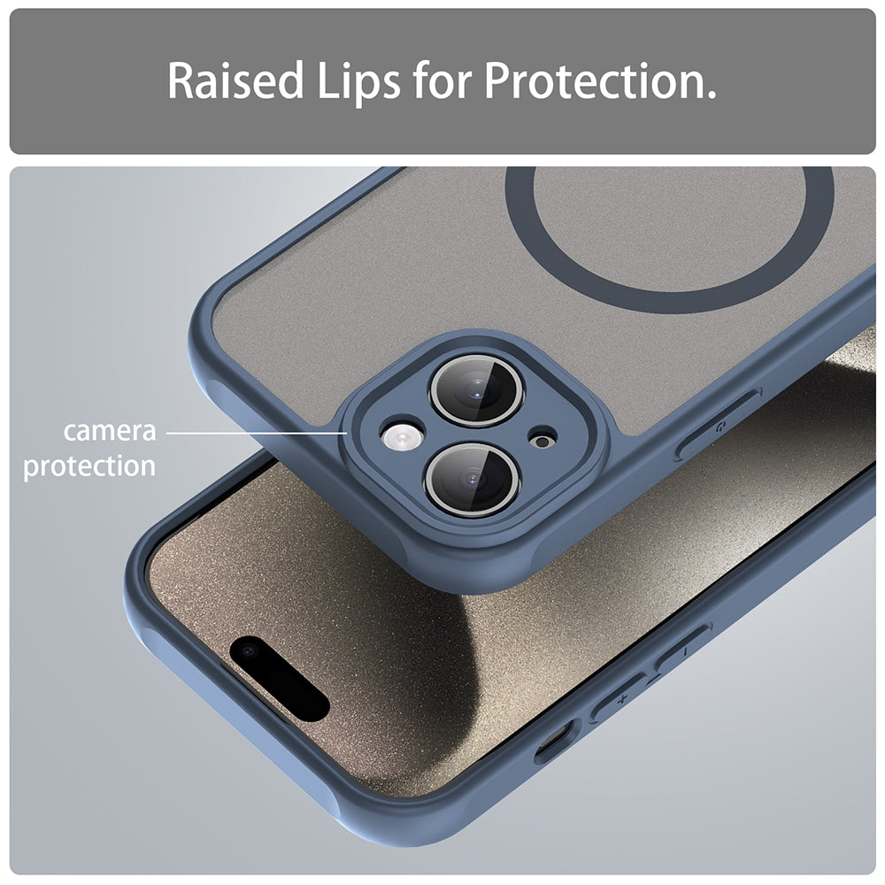 Husa MagSafe pentru Apple iPhone 15, Techsuit, HaloFrost II, Bleumarin