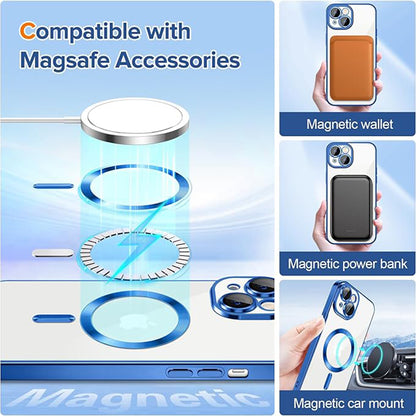 Husa MagSafe pentru Apple iPhone 15, Techsuit, Luxury Crystal, Albastra Inchis