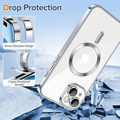 Husa MagSafe pentru Apple iPhone 15, Techsuit, Luxury Crystal, Argintie