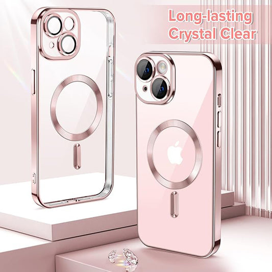 Husa MagSafe pentru Apple iPhone 15, Techsuit, Luxury Crystal, Roz