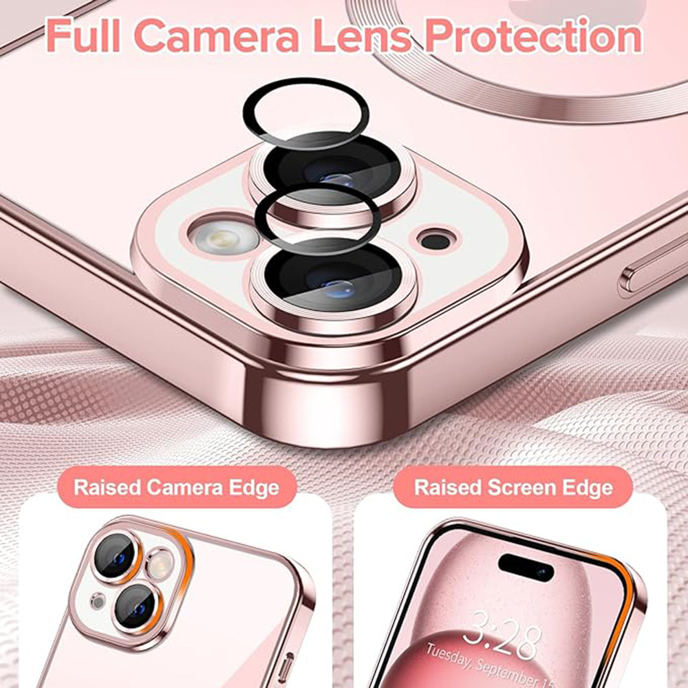 Husa MagSafe pentru Apple iPhone 15, Techsuit, Luxury Crystal, Roz