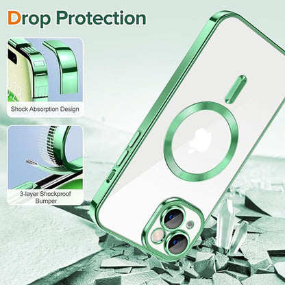 Husa MagSafe pentru Apple iPhone 15, Techsuit, Luxury Crystal, Verde Deschis