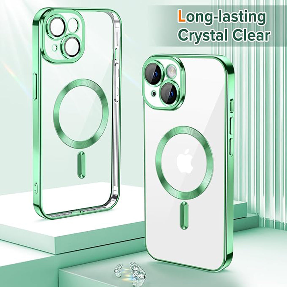 Husa MagSafe pentru Apple iPhone 15, Techsuit, Luxury Crystal, Verde Deschis