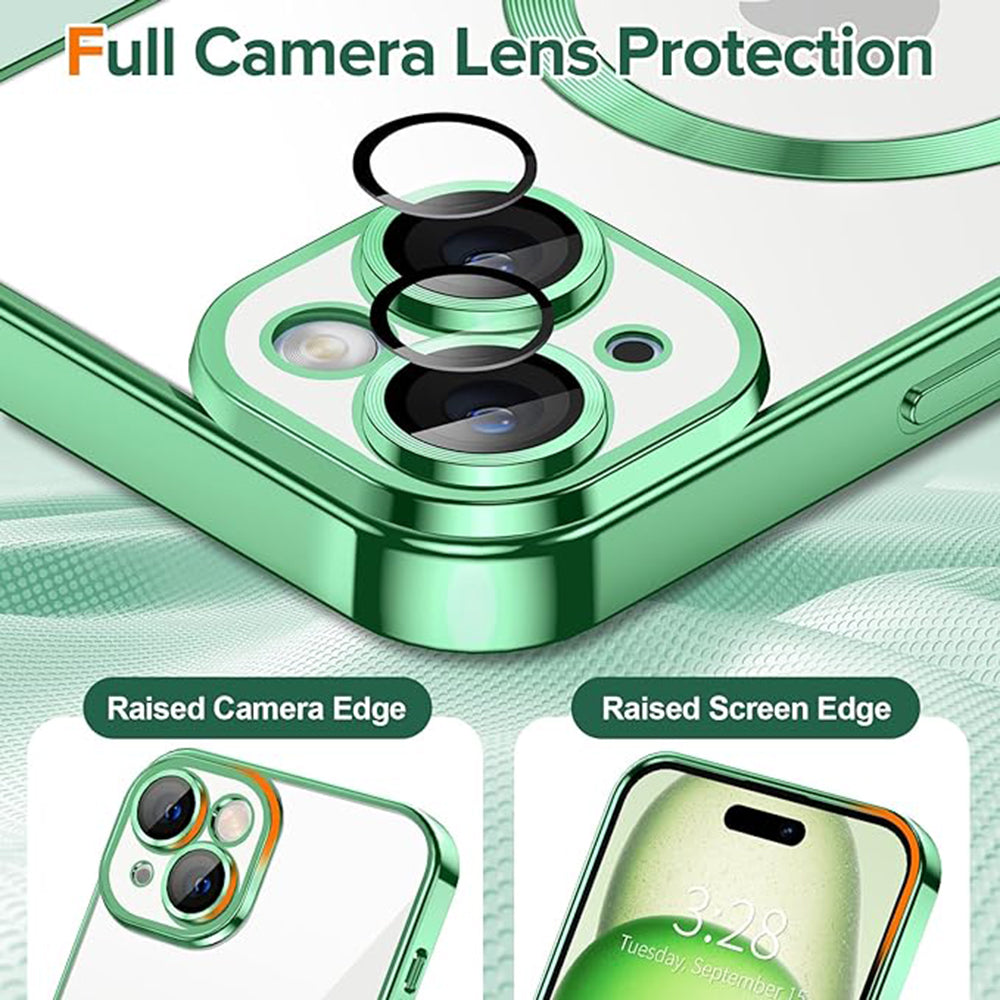 Husa MagSafe pentru Apple iPhone 15, Techsuit, Luxury Crystal, Verde Deschis