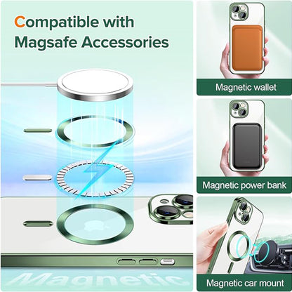 Husa MagSafe pentru Apple iPhone 15, Techsuit, Luxury Crystal, Verde Inchis