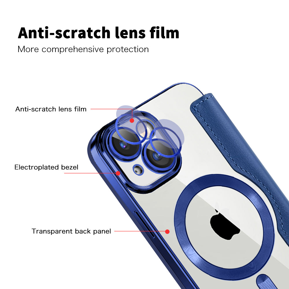 Husa MagSafe pentru Apple iPhone 15, Techsuit, SmartMag Book, Albastra