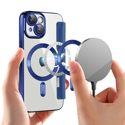 Husa MagSafe pentru Apple iPhone 15, Techsuit, SmartMag Book, Albastra