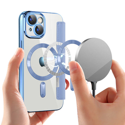 Husa MagSafe pentru Apple iPhone 15, Techsuit, SmartMag Book, Bleu