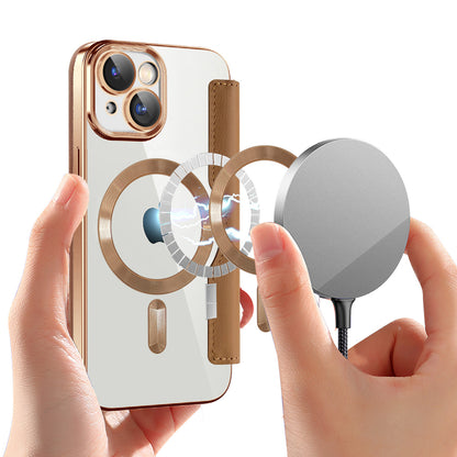 Husa MagSafe pentru Apple iPhone 15, Techsuit, SmartMag Book, Maro