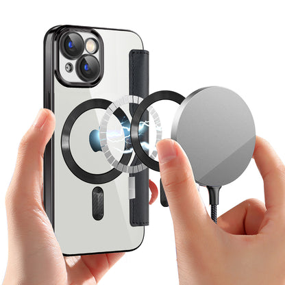 Husa MagSafe pentru Apple iPhone 15, Techsuit, SmartMag Book, Neagra
