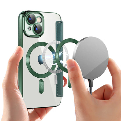 Husa MagSafe pentru Apple iPhone 15, Techsuit, SmartMag Book, Verde