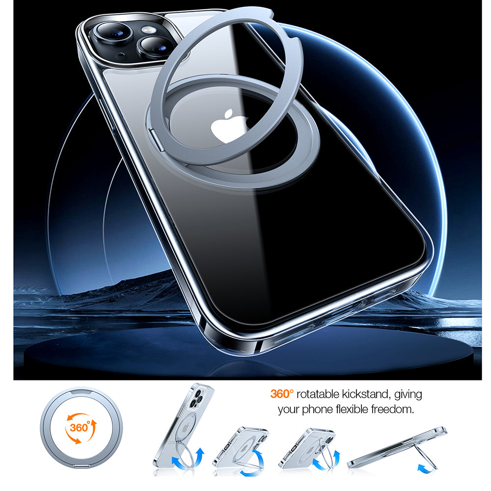 Husa MagSafe pentru Apple iPhone 15, Torras, Ostand Pro, Transparenta