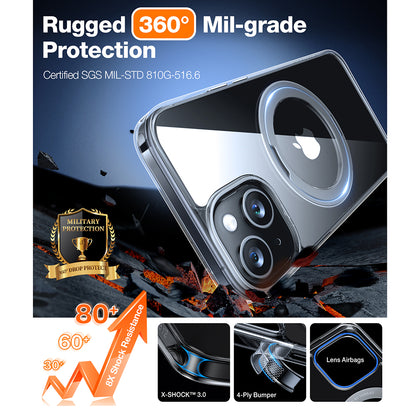 Husa MagSafe pentru Apple iPhone 15, Torras, Ostand Pro, Transparenta