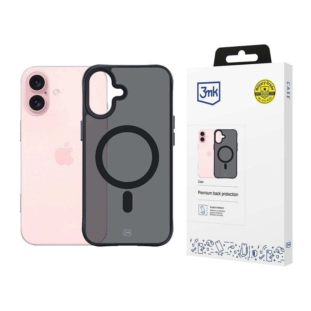 Husa MagSafe pentru Apple iPhone 16, 3MK, Smoke MagCase, Neagra