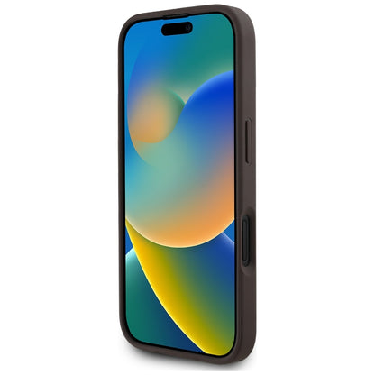 Husa MagSafe pentru Apple iPhone 16, Guess, 4G Circle Classic Logo, Maro