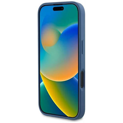 Husa MagSafe pentru Apple iPhone 16, Guess, 4G Printed Stripes, Albastra