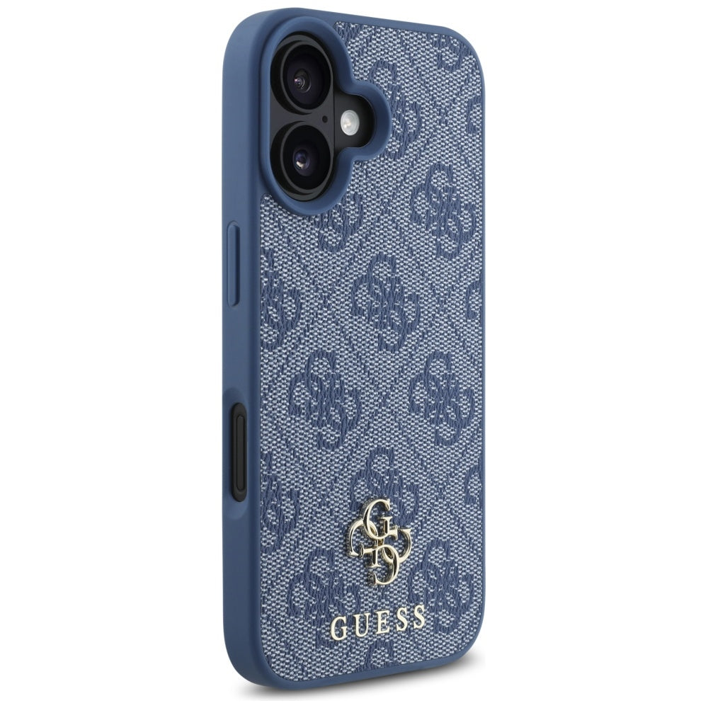 Husa MagSafe pentru Apple iPhone 16, Guess, 4G Small and Classic Logo, Albastra