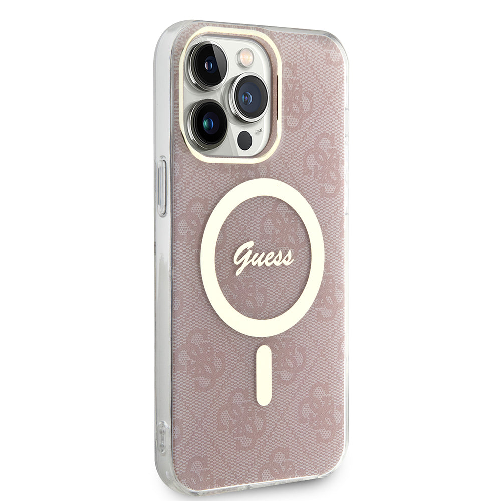 Husa MagSafe pentru Apple iPhone 16, Guess, IML 4G, Roz