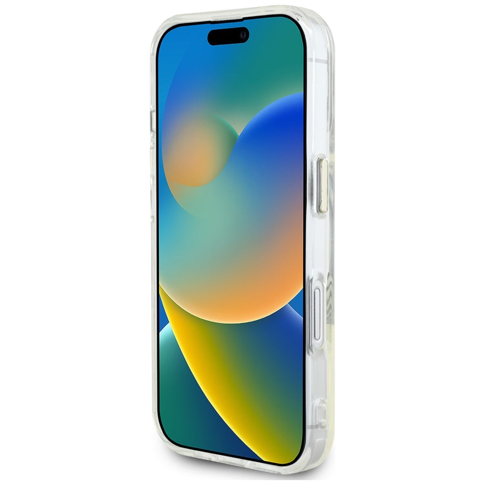 Husa MagSafe pentru Apple iPhone 16, Guess, IML Metal Colored Circle, Roz