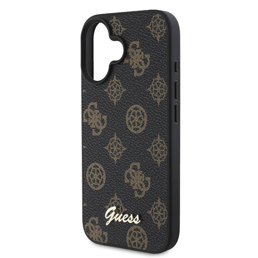 Husa MagSafe pentru Apple iPhone 16, Guess, Peony Script, Neagra