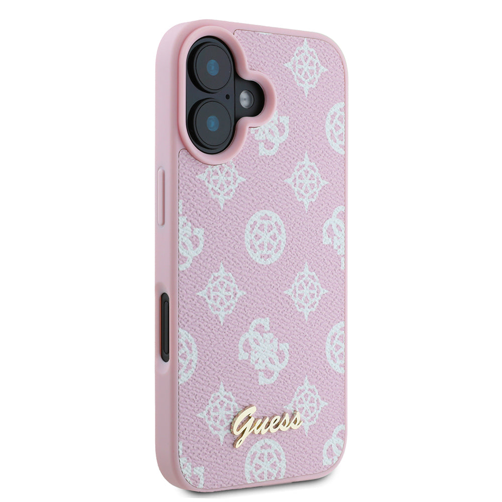 Husa MagSafe pentru Apple iPhone 16, Guess, Peony Script, Roz