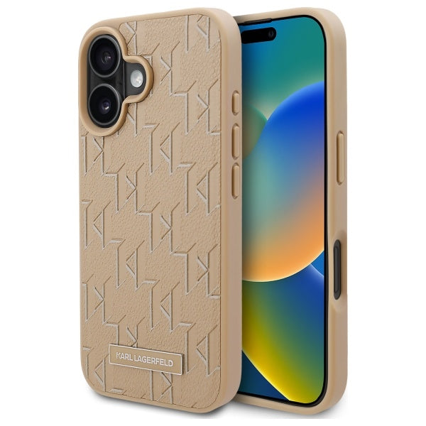 Husa MagSafe pentru Apple iPhone 16, Karl Lagerfeld, Hot Stamp, Bej
