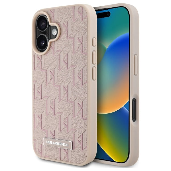 Husa MagSafe pentru Apple iPhone 16, Karl Lagerfeld, Hot Stamp, Roz