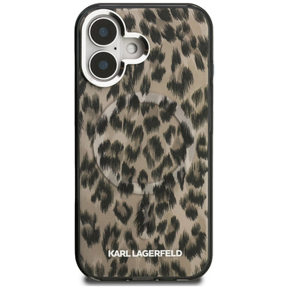 Husa MagSafe pentru Apple iPhone 16, Karl Lagerfeld, IML Leopard Pattern, Maro