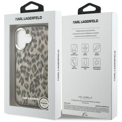 Husa MagSafe pentru Apple iPhone 16, Karl Lagerfeld, IML Leopard Pattern, Maro