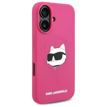 Husa MagSafe pentru Apple iPhone 16, Karl Lagerfeld, Silicone Choupette's Head, Fucsia