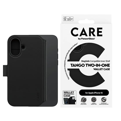 Husa MagSafe pentru Apple iPhone 16, PanzerGlass, Care Feature Tango Two-in-One, Neagra
