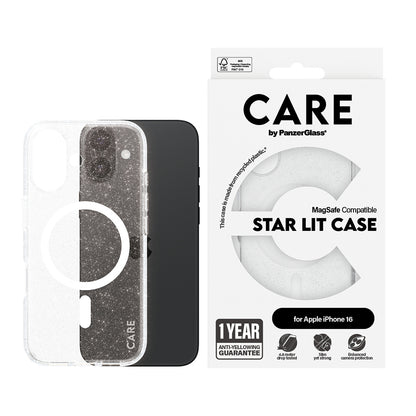 Husa MagSafe pentru Apple iPhone 16, PanzerGlass, Care Urban Combat Star Lit, Transparenta Alba