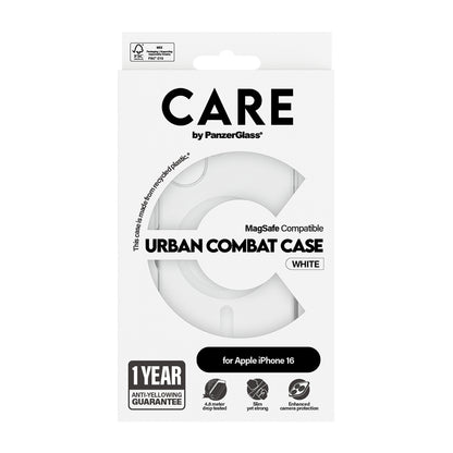 Husa MagSafe pentru Apple iPhone 16, PanzerGlass, Care Urban Combat, Transparenta Alba