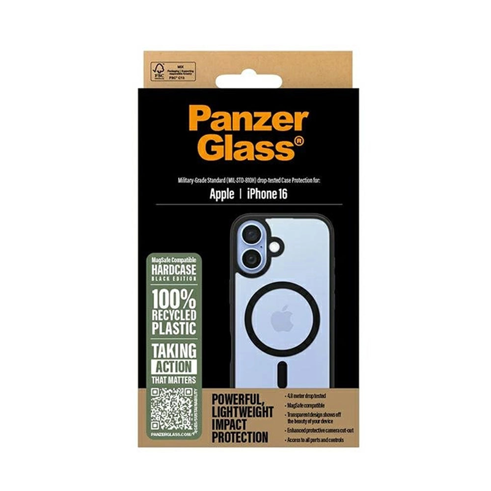 Husa MagSafe pentru Apple iPhone 16, PanzerGlass, Frame, Transparenta Neagra